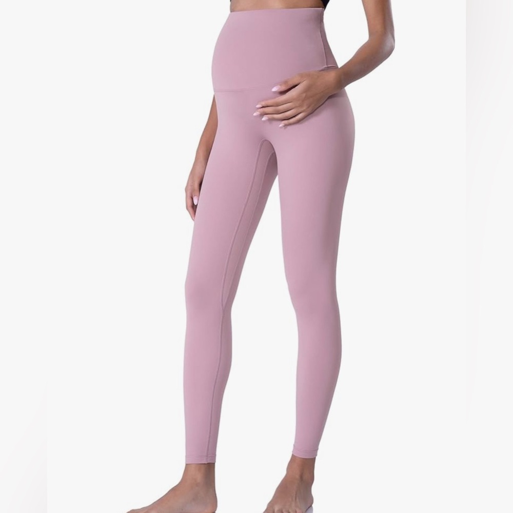 High-Waisted Pink Maternity Leggings